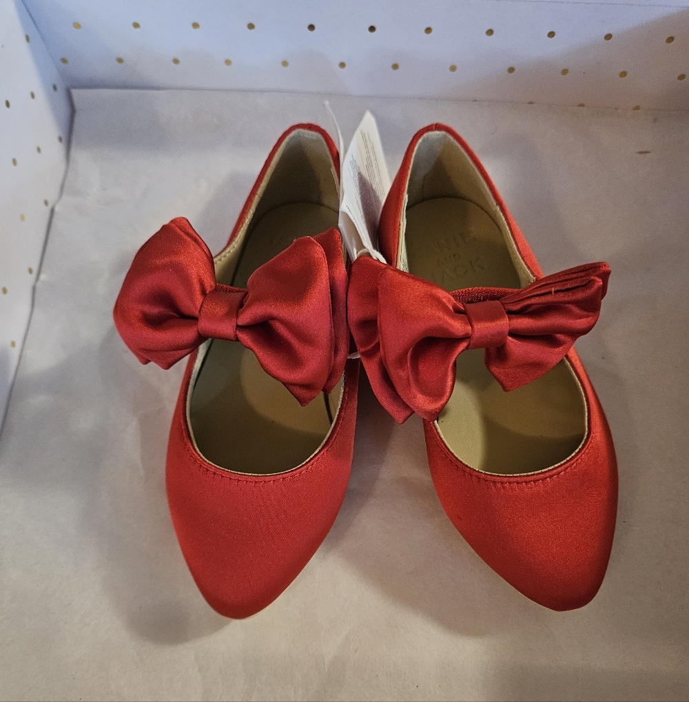 Janie and Jack Satin Red Bow Shoes
